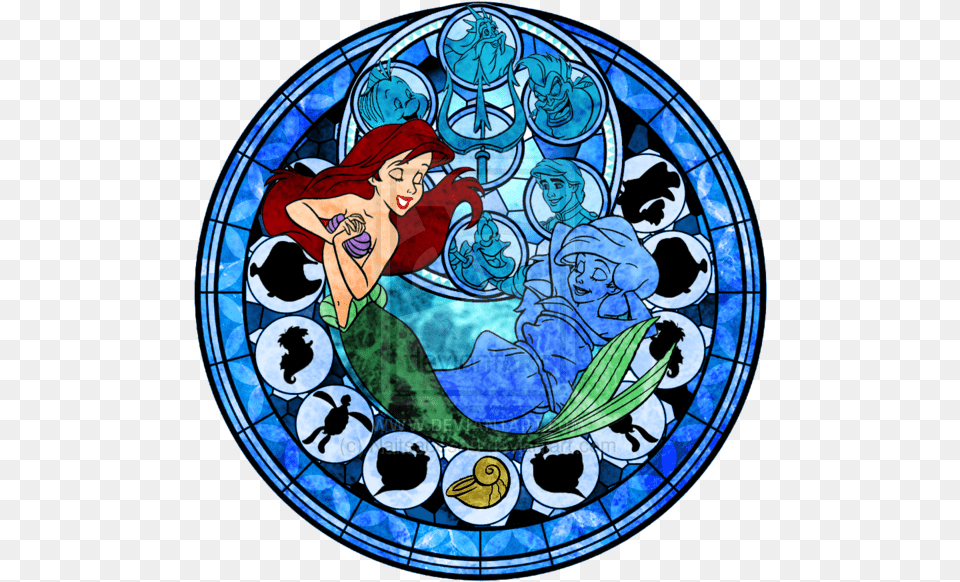 The Little Mermaid Dive Into The Heart Elsa, Art, Stained Glass, Baby, Person Png Image