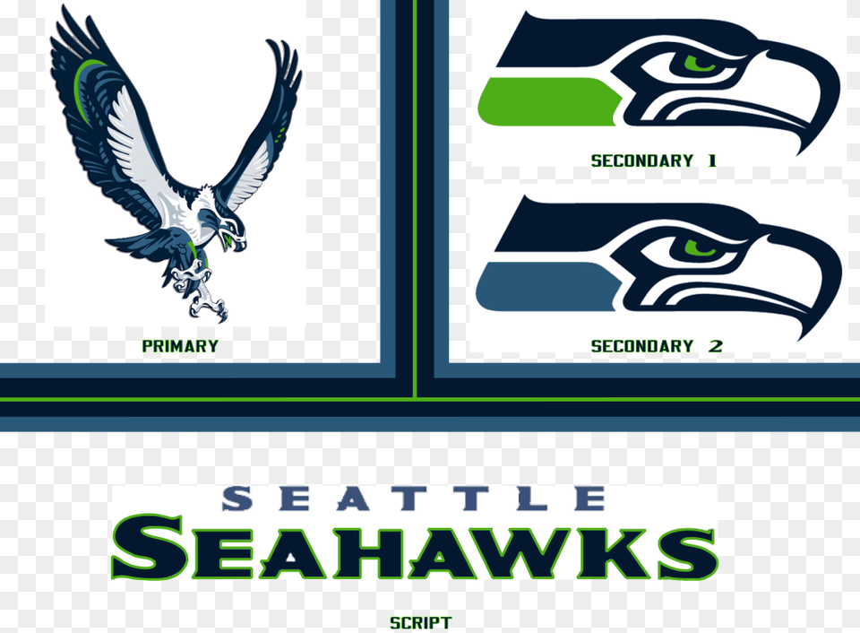 The Logo Of Choice Remained The Current Modern Haida Seattle Seahawks Decal, Advertisement, Animal, Bird, Vulture Png Image