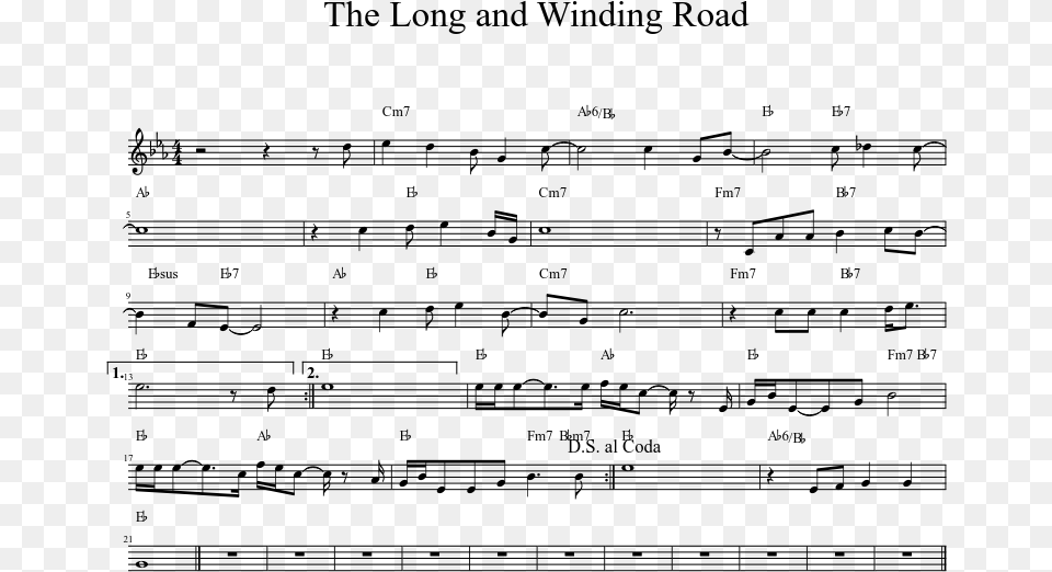 The Long And Winding Road Sheet Music 1 Of 1 Pages Merry Christmas Mr Lawrence, Gray Free Png Download