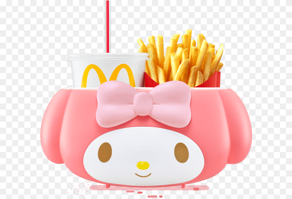 The Lovely And Pink My Melody Is Now A Handy Holder My Mcdonald My Melody Food Holder, Lunch, Meal, Fries Png Image