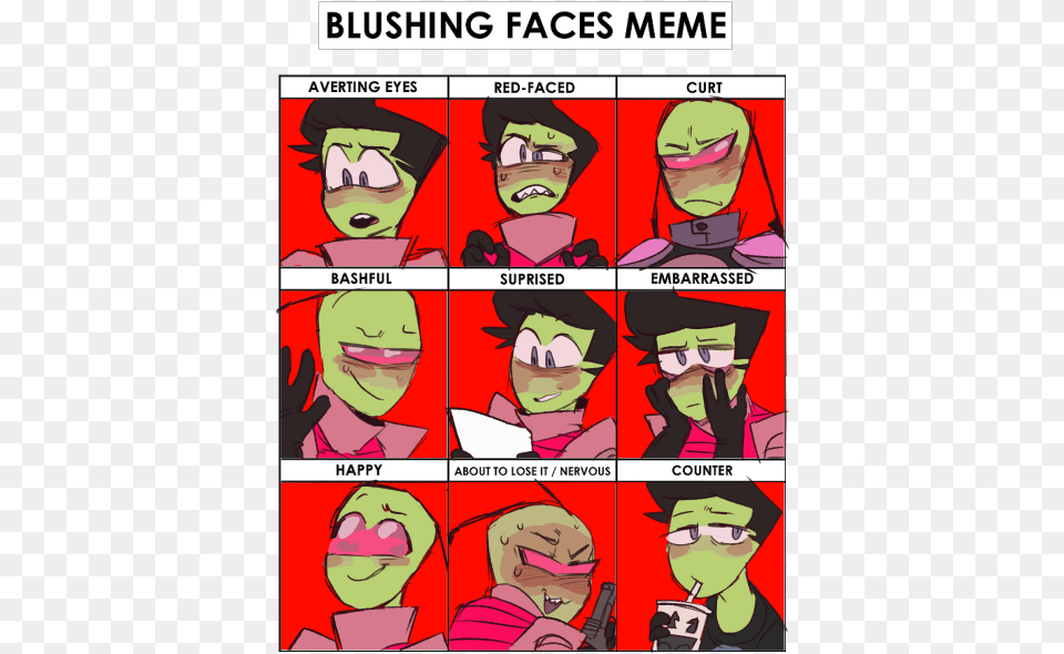 The Many Emotions Of Zim Invader Zim Cartoon Characters Expressions Meme Invader Zim, Book, Comics, Publication, Baby Png