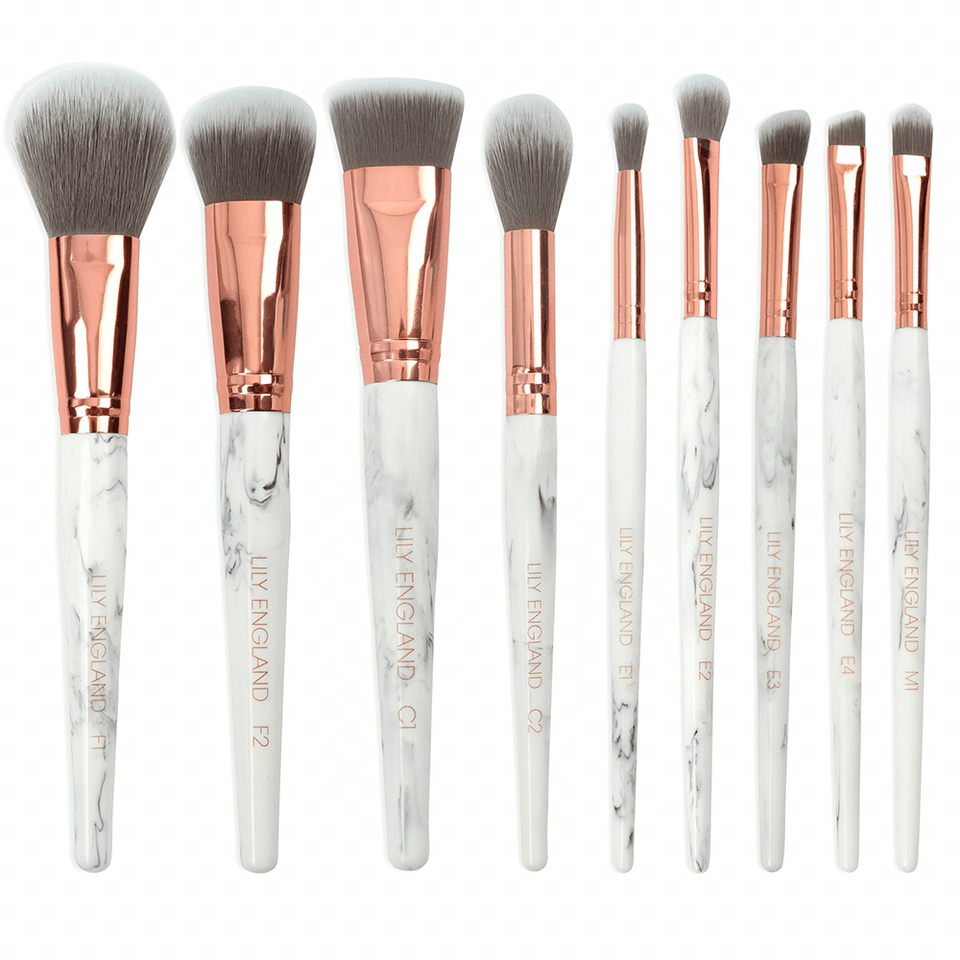 The Marble Luxe Makeup Brush Set And Brush Holder Pot Rose Gold And Marble Makeup Brushes, Device, Tool Free Png Download
