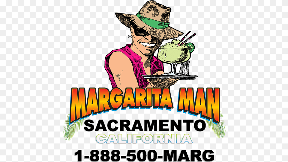 The Margarita Man Of Greater Sacramento Cartoon, Poster, Hat, Clothing, Advertisement Png Image