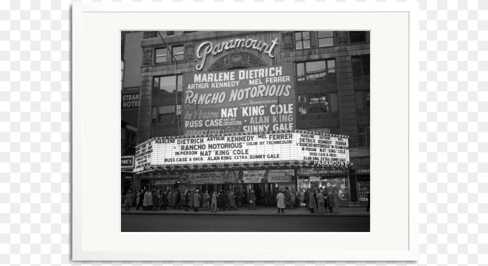 The Marquee Of The Paramount Theatre At 43rd Street Poster, Advertisement, City, Person, Text Free Png Download