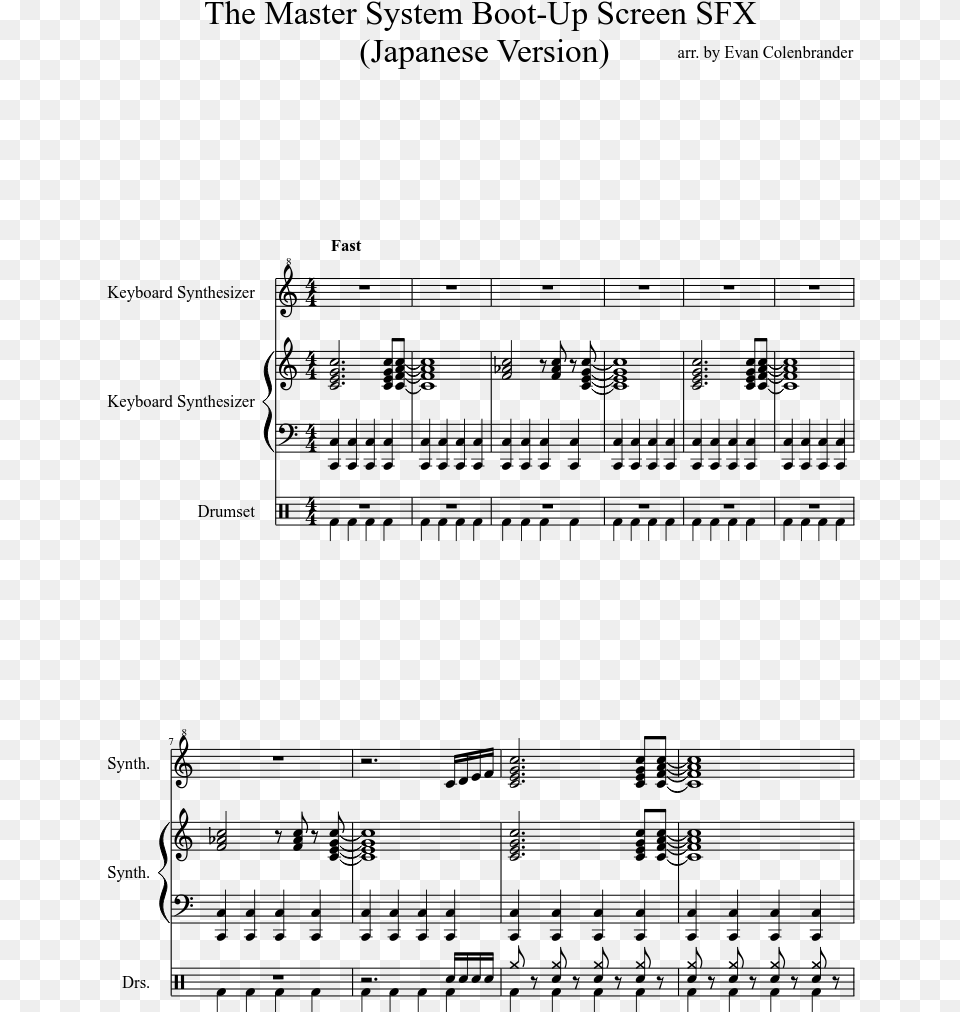 The Master System Boot Up Screen Sfx Sheet Music Composed Sheet Music, Gray Png Image