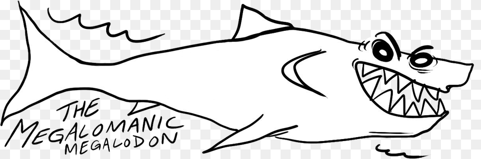 The Megalomanic Megalodon Line Art, Animal, Sea Life, Fish, Adult Free Png Download