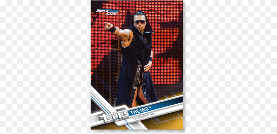 The Miz 2017 Topps Wwe Base Cards Poster Gold Ed Wwe Oficial Referee Rod Zapata, Fashion, Hand, Adult, Person Png Image