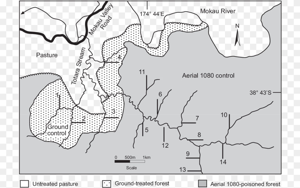 The Mokau Possum Control Blocks At Totara Stream Diagram, Chart, Plot, Map, Atlas Png