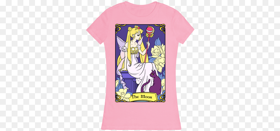 The Moon Tarot Womens T Shirt T Shirt, Book, Clothing, Comics, Publication Png Image