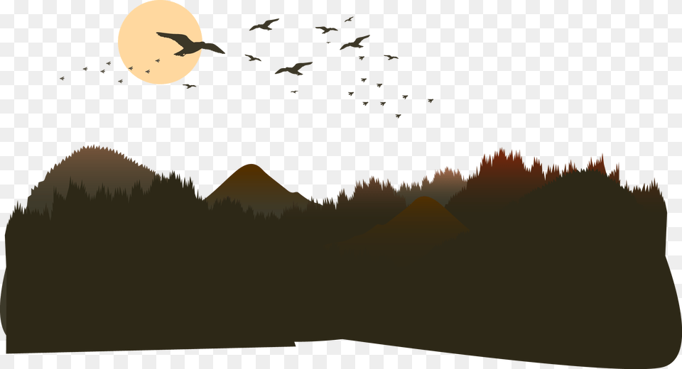 The Mountains Of The Mountain Vector Silhouette Mountain Vector, Animal, Bird, Flying, Outdoors Png Image