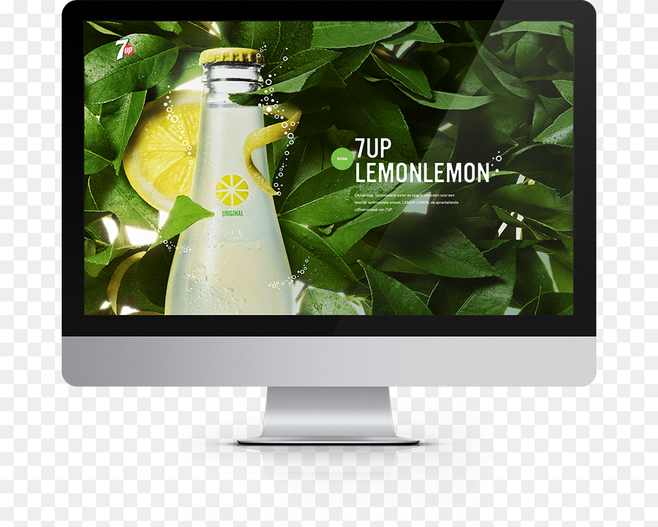 The Mouthwatering New 7up Brand Website That Fizzes Led Backlit Lcd Display, Advertisement, Beverage, Lemonade, Poster Png