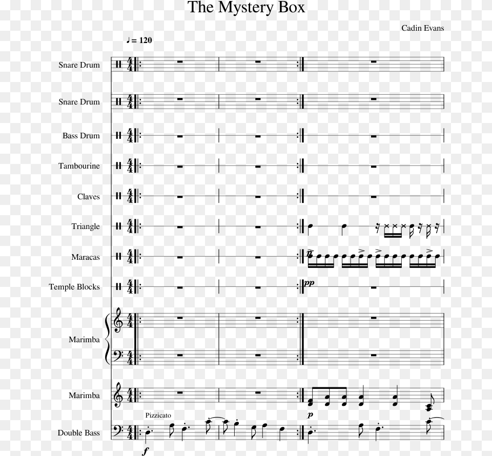 The Mystery Box Sheet Music For Percussion Contrabass Document, Gray Free Png Download