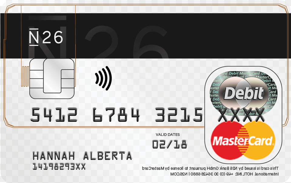 The N26 Mastercard Debit Card Is One Of The Cards That N 26 Mastercard, Text, Credit Card Free Png Download
