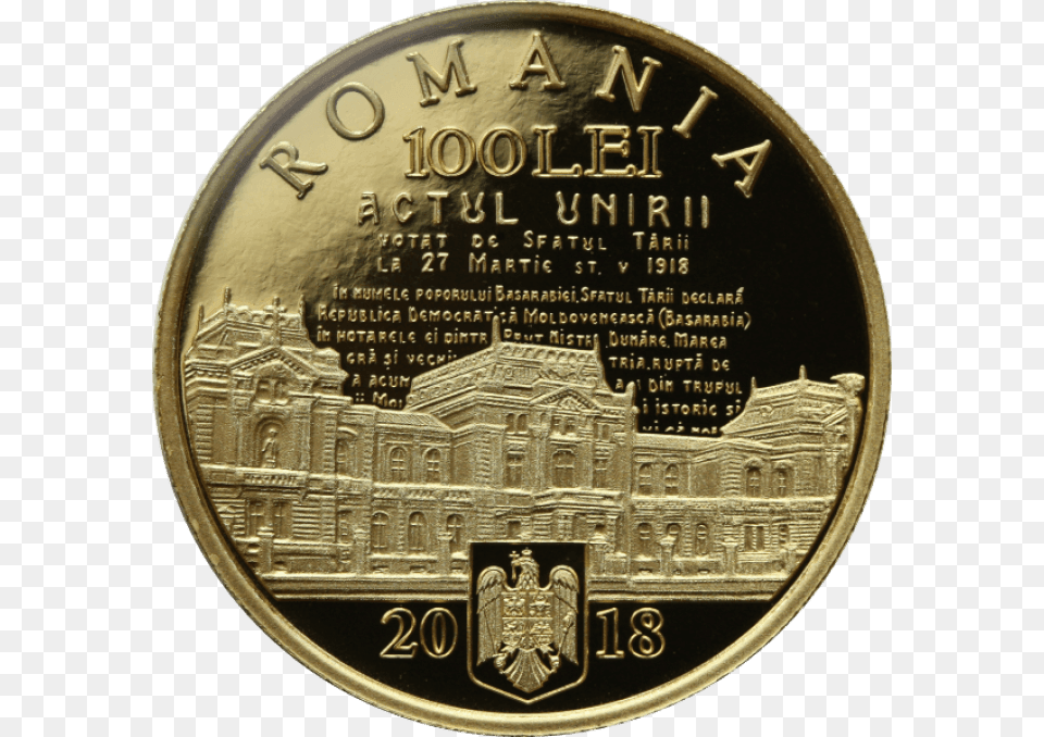 The National Bank Of Romania Announced The Launch Unirea Basarabiei Cu Romania, Coin, Money, Gold Png Image