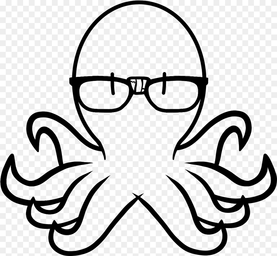 The Nerdy Octopus Octopus, Gray Png