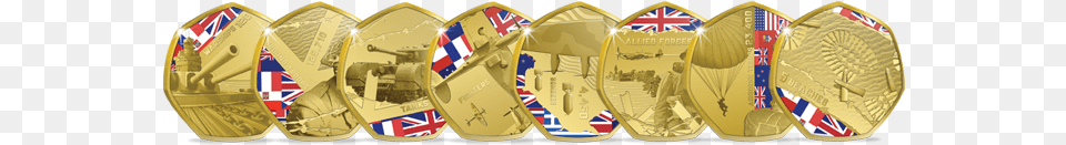 The New 75th Anniversary Of D Day Gold Plated Commemorative Coin Purse, Gold Medal, Trophy, Person Free Png Download