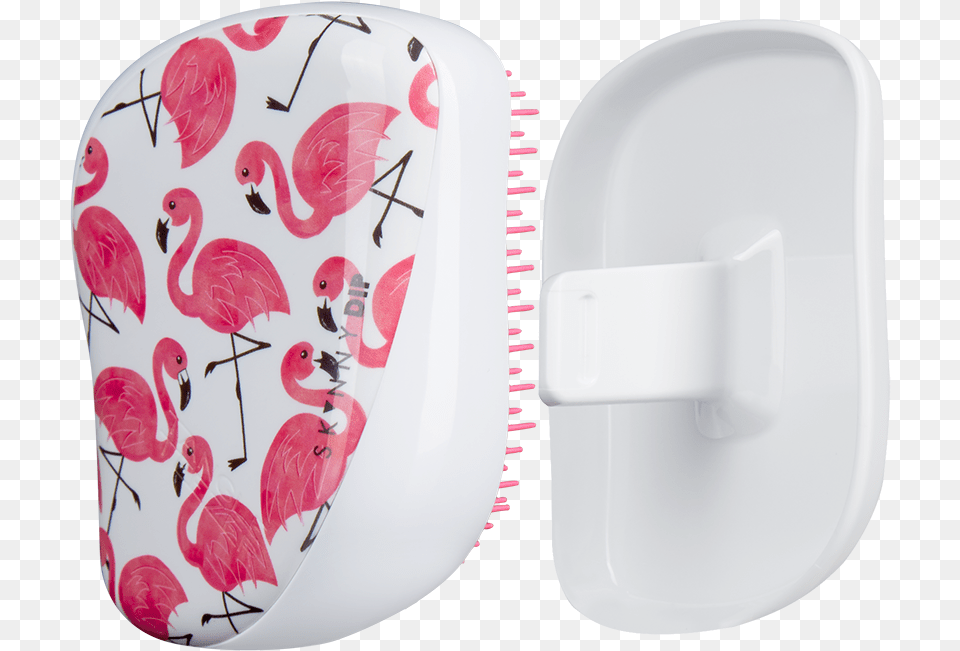 The New Skinny Dip Compact Styling Hairbrush In A Tropical Tangle Teezer Compact Styler Flamingo, Art, Porcelain, Pottery, Cushion Free Png Download