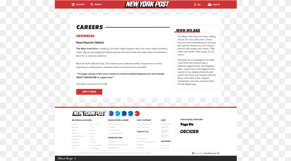 The New York Post New York Post, Page, Text, File, Webpage Free Png Download
