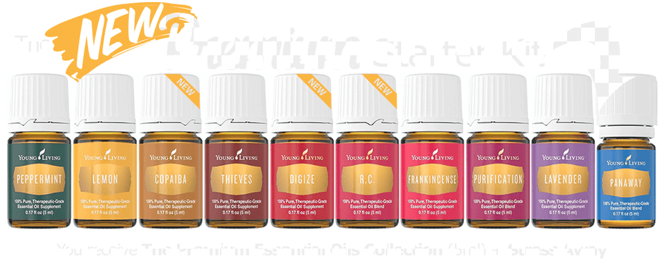 The New Young Living Essential Oil Premium Starter Transparent Premium Starter Kit Oils, Tin, Can, Cosmetics, Herbal Png Image