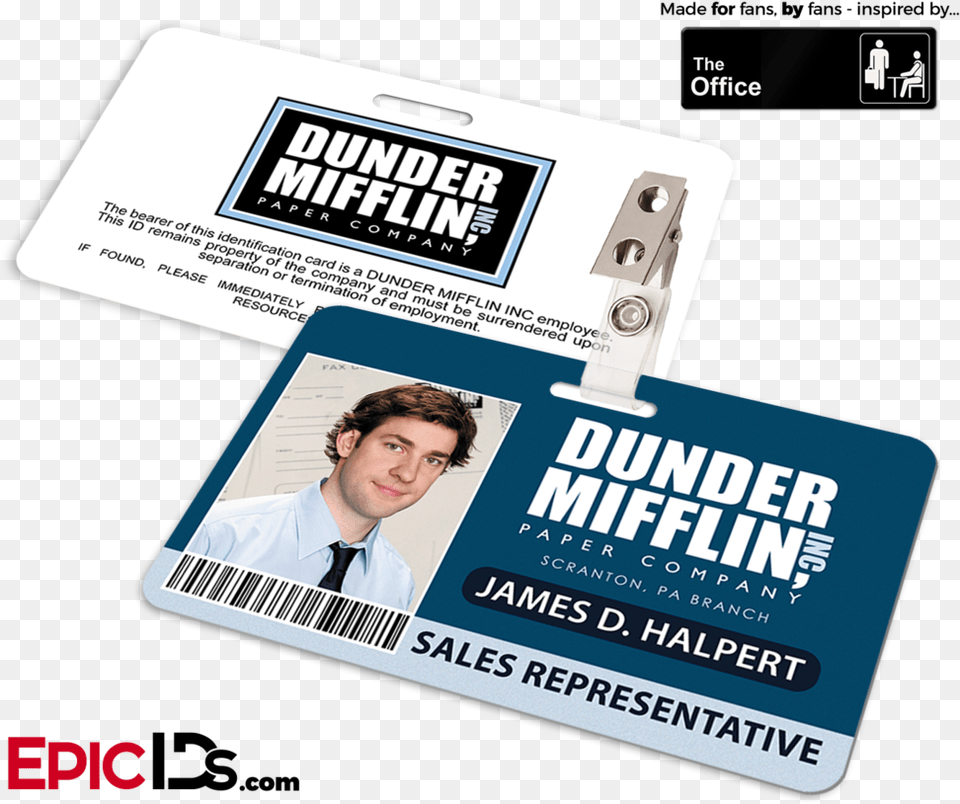The Office Identification Badge Dunder Mifflin Sales Dunder Mifflin Pam Name Tag, Text, Person, Man, Male Free Transparent Png