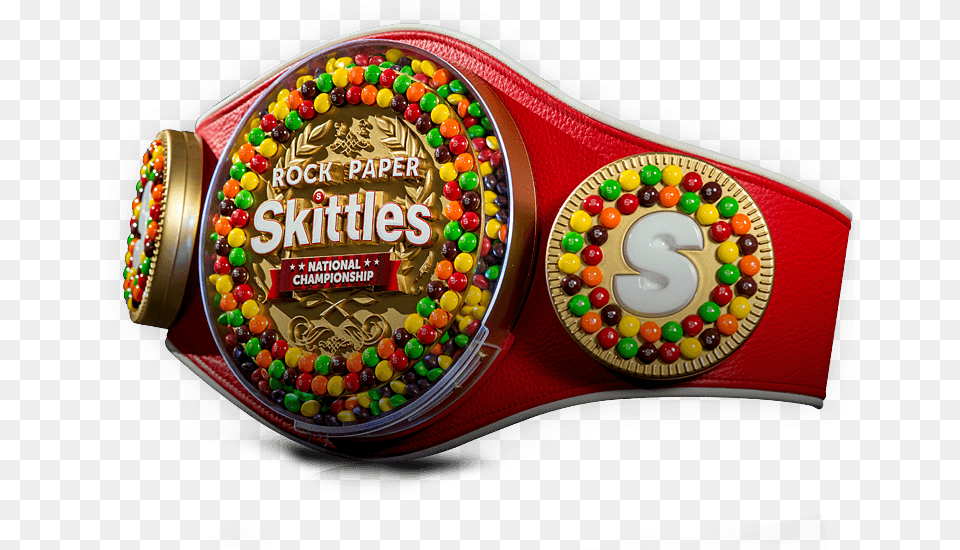The One Of A Kind Skittles Dispensing Championship Skittles Gold, Food, Sweets, Accessories, Belt Free Png