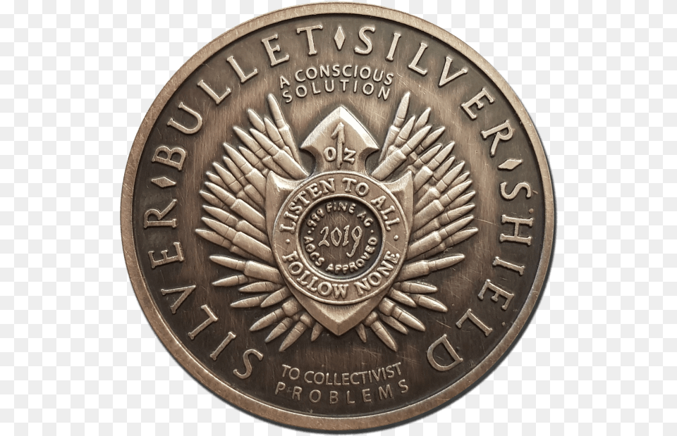 The Original Silver Bullet Silver Shield Coin, Money Png Image