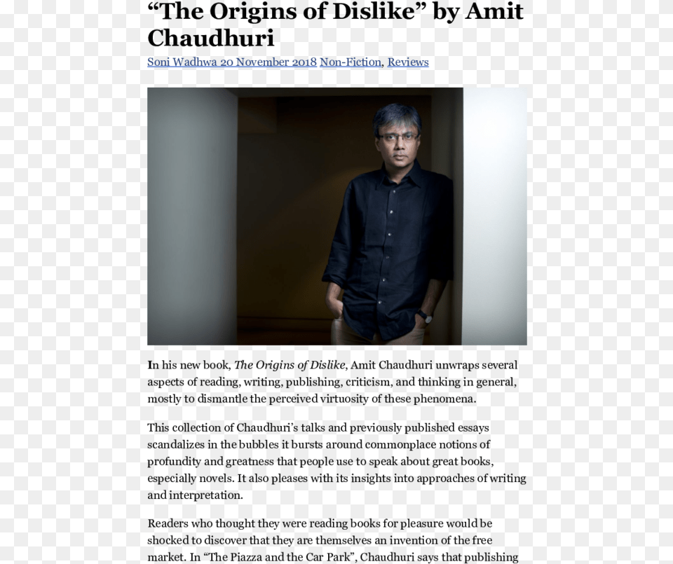 The Origins Of Dislike Quot By Amit Chaudhuri Standing, Long Sleeve, Person, Head, Photography Free Png Download