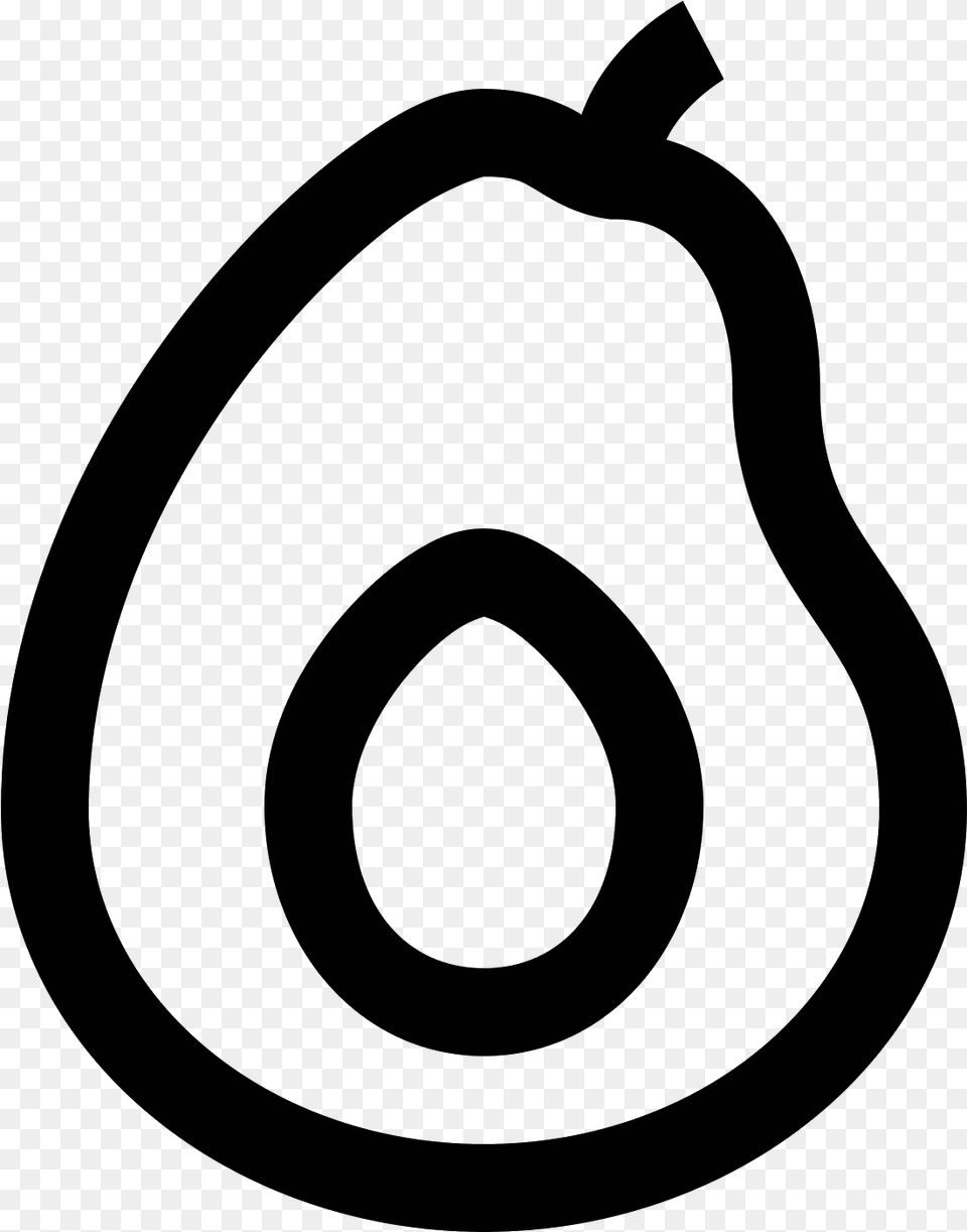 The Outline Of An Avocado That Has Been Cut In Aguacates Blanco Y Negro, Gray Free Png