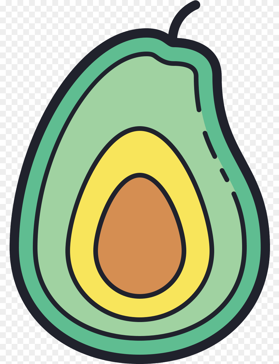 The Outline Of An Avocado That Has Been Cut In Avocado, Food, Fruit, Plant, Produce Free Transparent Png
