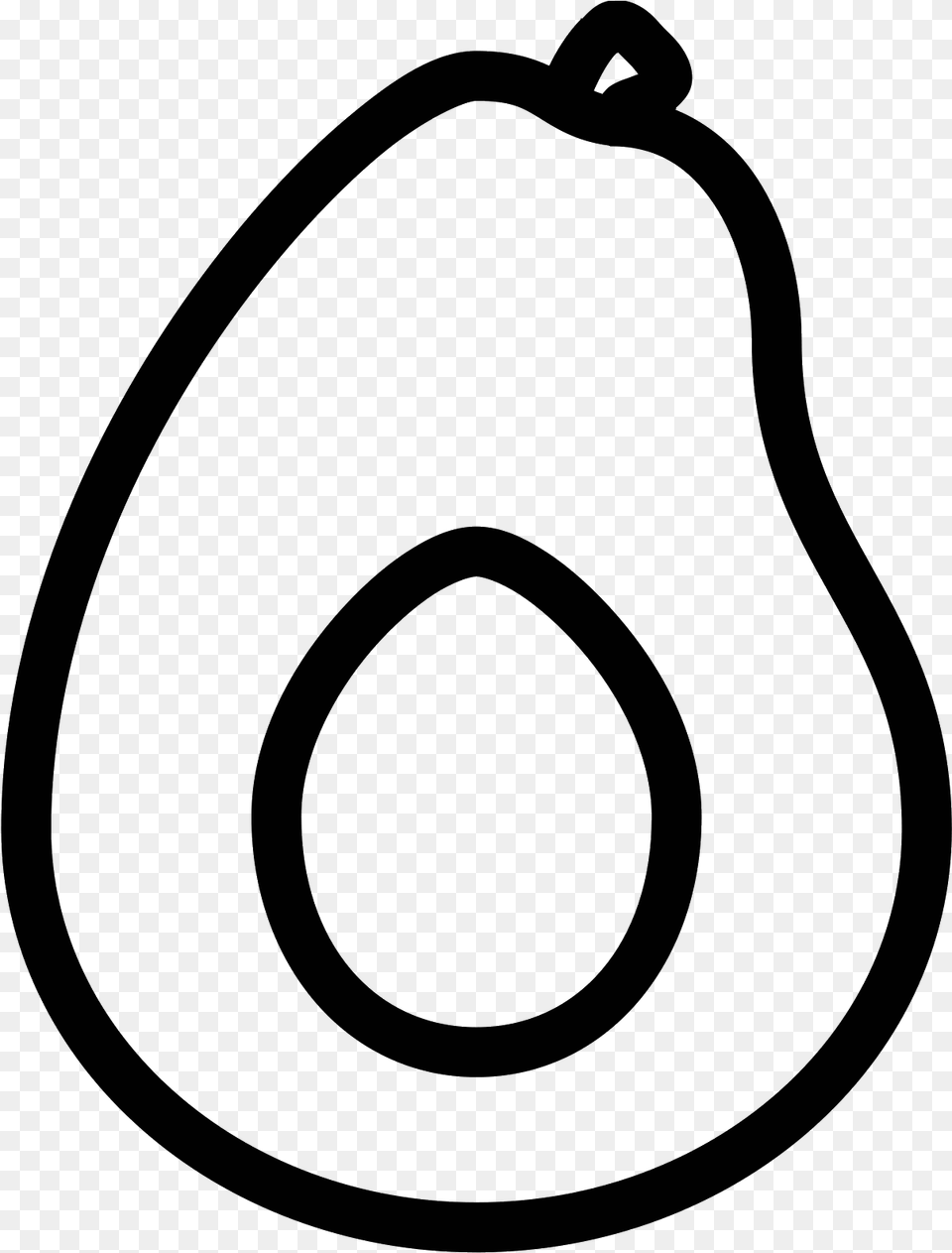 The Outline Of An Avocado That Has Been Cut In Clip Art, Gray Free Transparent Png