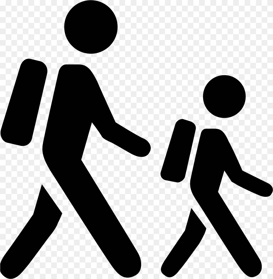The Outline Of Two People Walking Going To School Icon, Gray Free Png