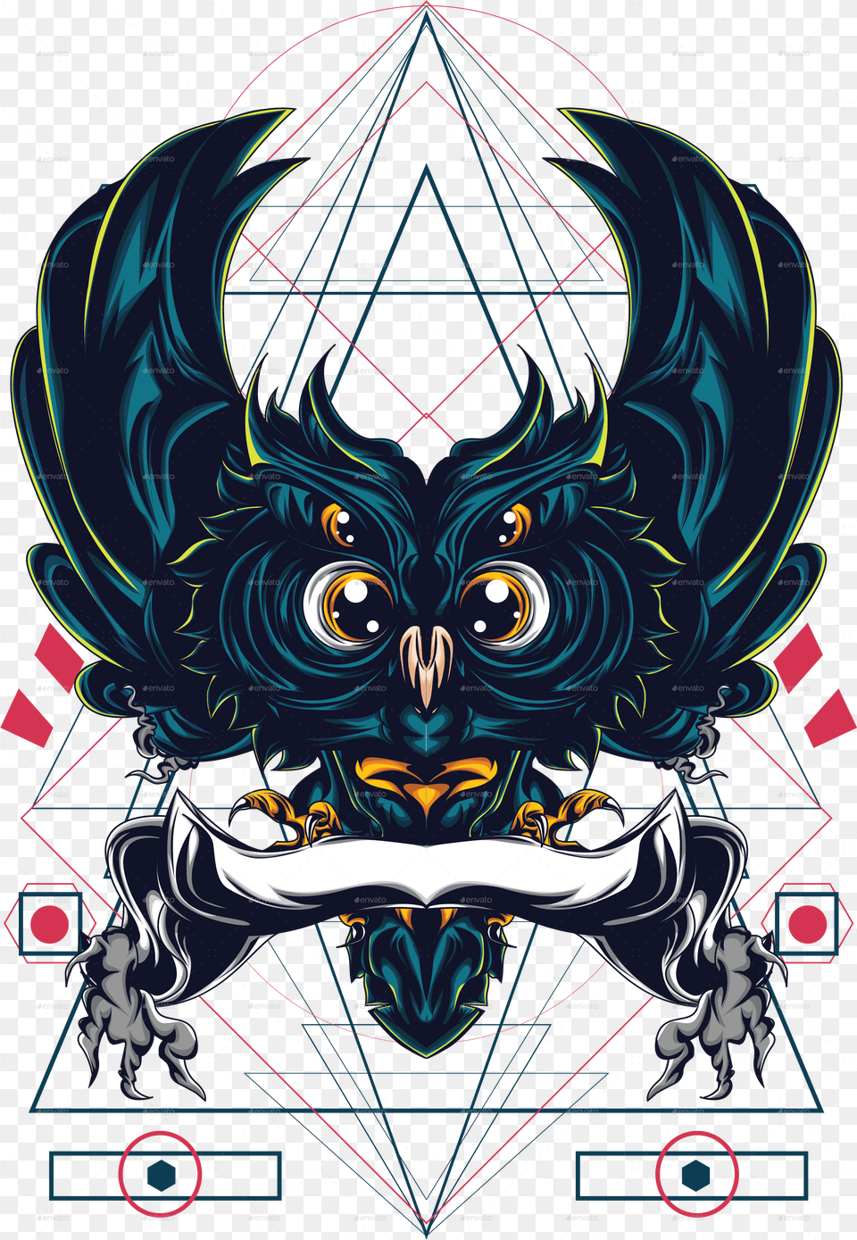 The Owl Sacred Geometry Illustration, Art, Graphics Free Png Download