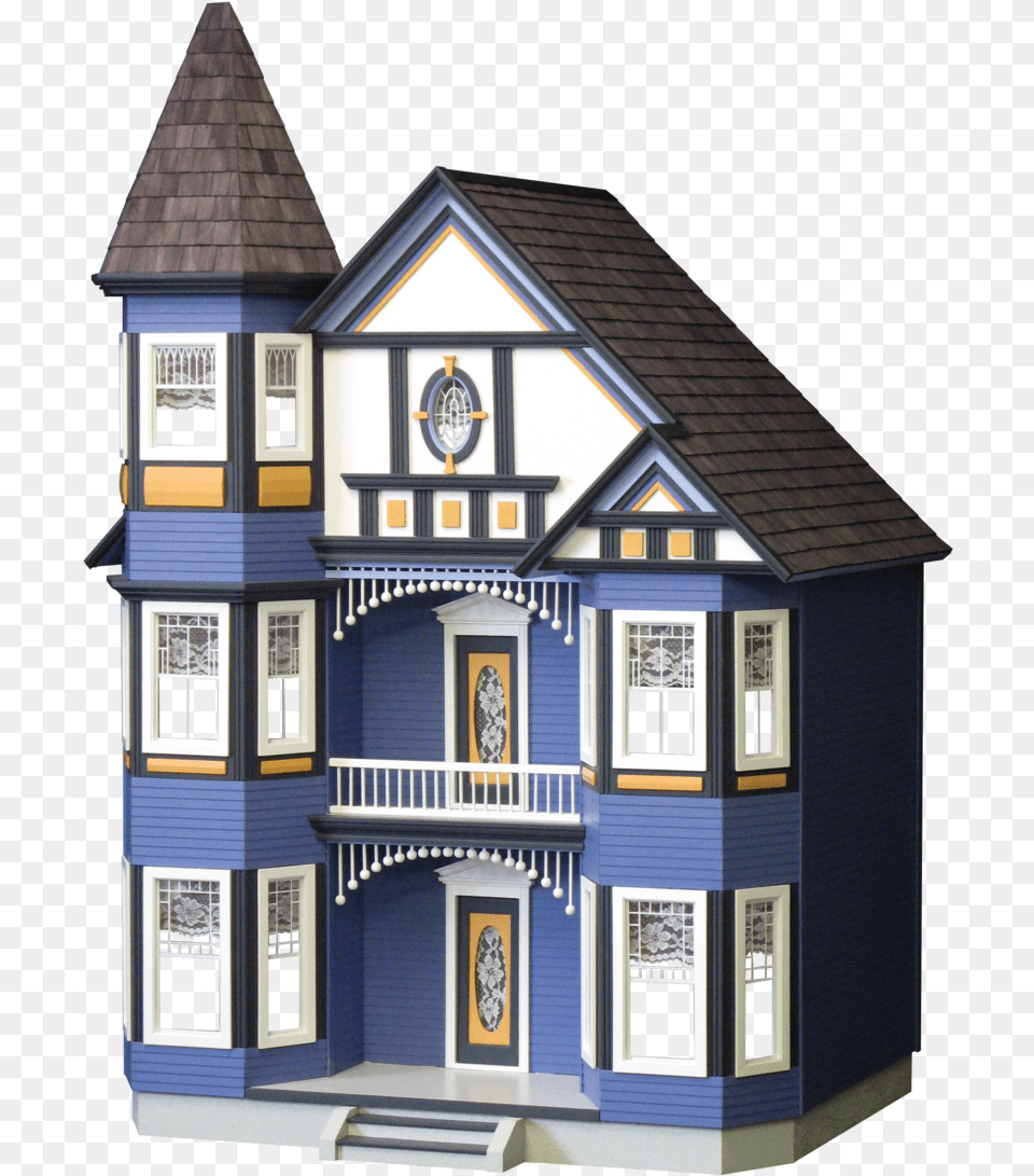 The Painted Lady Dollhouse Kit Victorian Painted Lady Dollhouse, Architecture, Building, Cottage, House Png