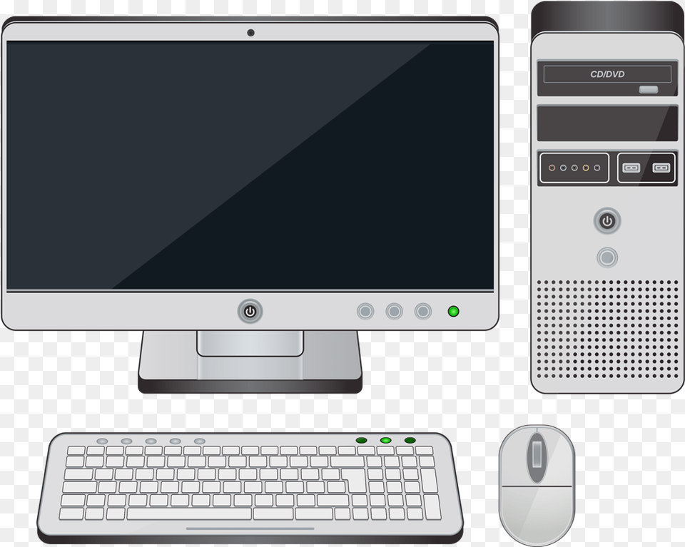 The Parts Of A Desktop Computer Desktop Computer On Button, Pc, Electronics, Hardware, Computer Keyboard Free Png Download