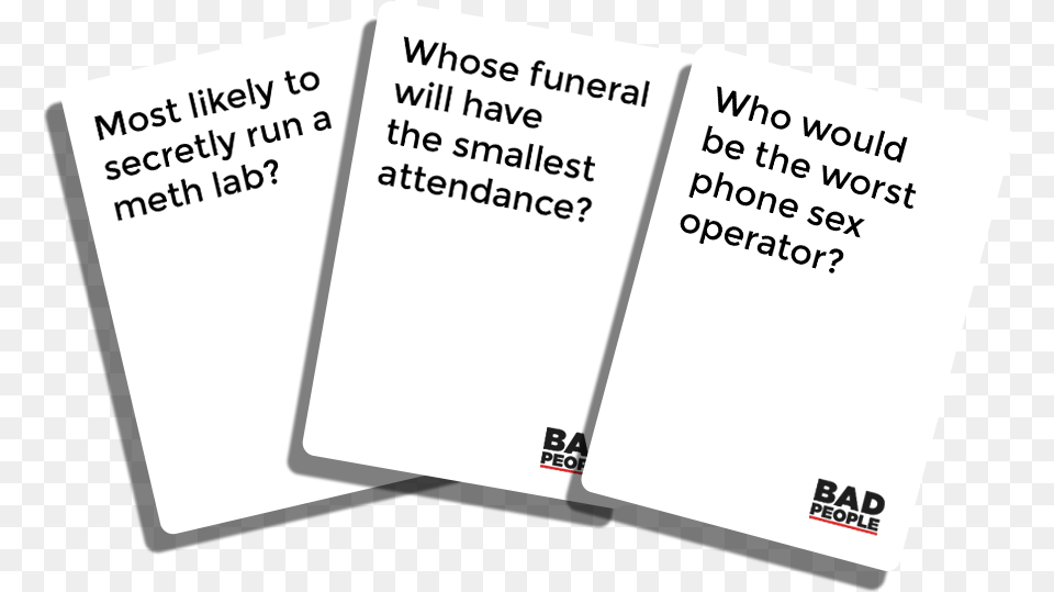 The Party Game You Probably Shouldnt Play Bad People Card Game, Page, Text, Business Card, Paper Free Transparent Png
