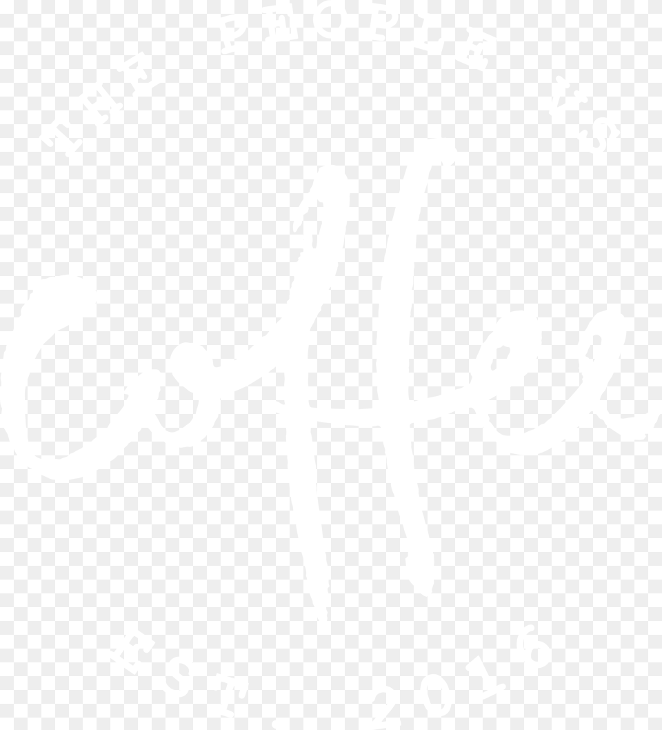 The People Vs Coffee White Logo Calligraphy, Cutlery Png Image