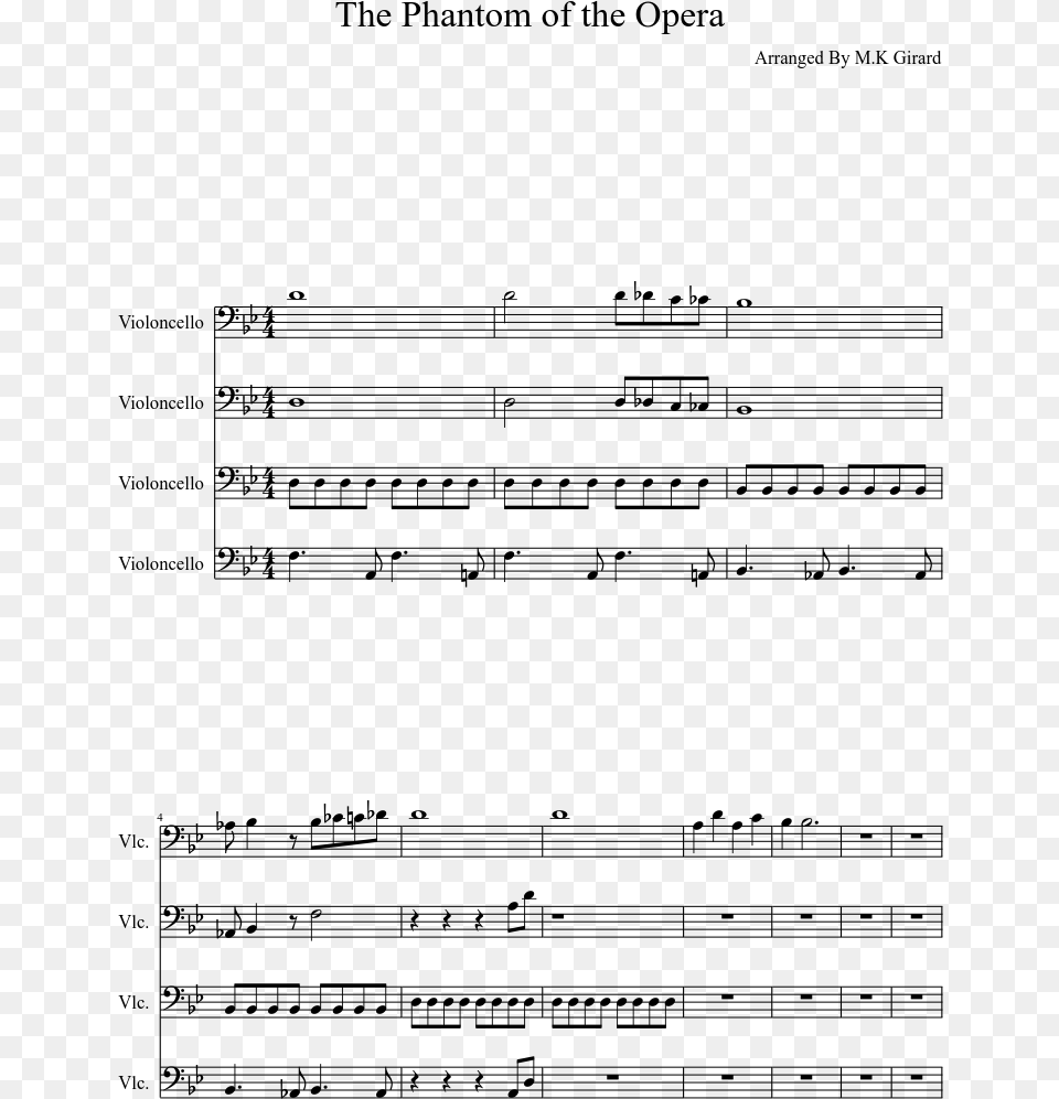 The Phantom Of The Opera Sheet Music, Gray Free Png Download