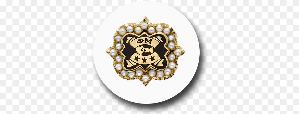 The Phi Mu Badge Is A Uniquely Shaped Shield Of Gold Phi Mu Initiation Pin, Accessories, Jewelry, Logo, Symbol Free Png