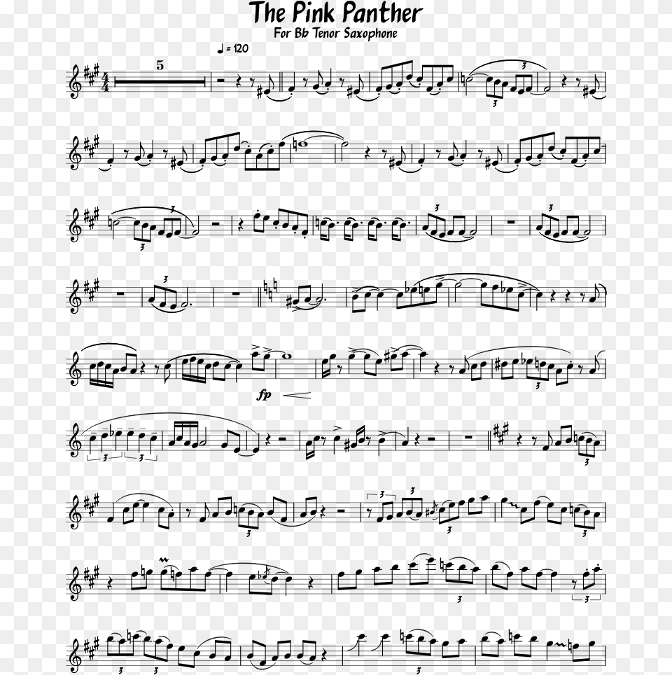 The Pink Panther Sheet Music For Tenor Saxophone Musescore Mock Morris Violin, Gray Free Png