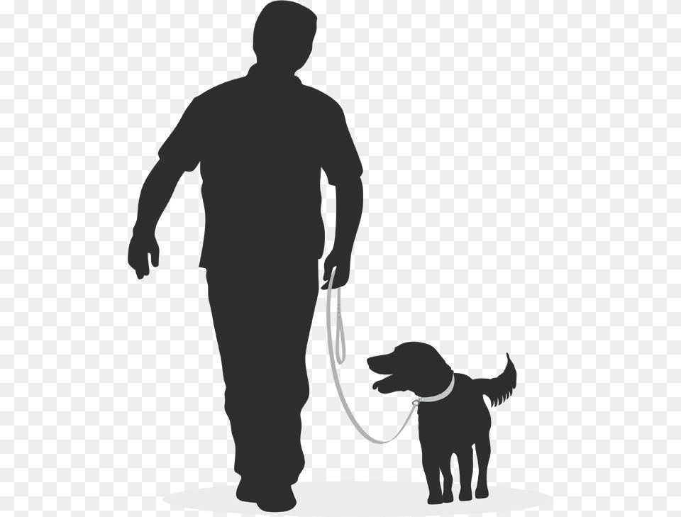 The Power Of Positive Reinforcement Dog With Leash Clipart, Silhouette, Stencil, Adult, Male Png Image