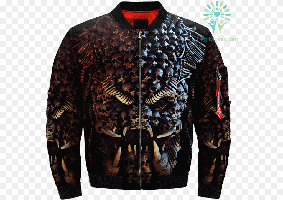 The Predator Creepy Face Skulls Over Print Jacket Tag Jacket, Clothing, Coat, Adult, Male Free Png