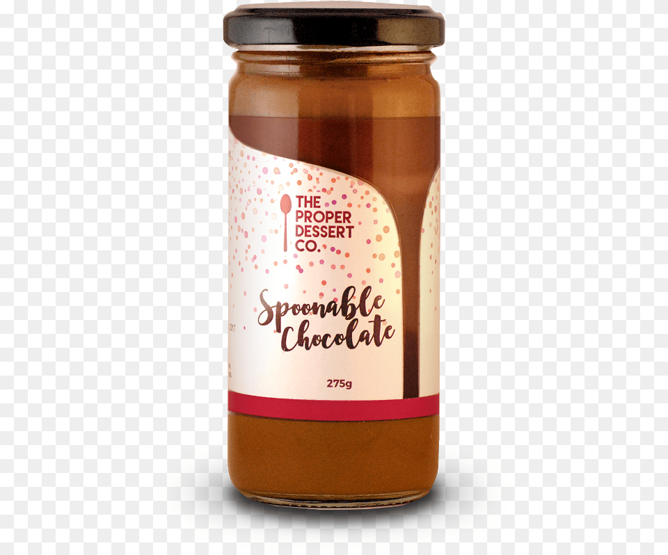 The Proper Dessert Co Spoonable Chocolate Sauce 275g Drink, Jar, Food, Honey, Bottle Png Image