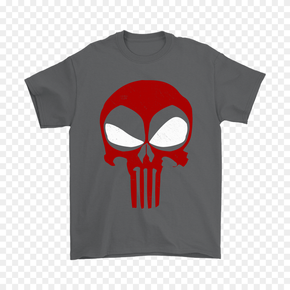 The Punisher And Deadpool Logo Mashup Shirts Teeqq Store, Clothing, T-shirt, Person Png