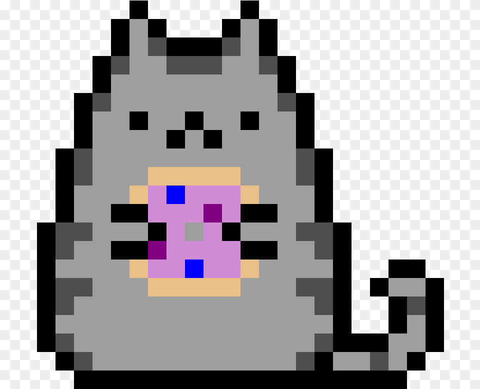 The Pusheen Cat Holding A Dounut Pusheen Pixel Art Grid Free Png Download