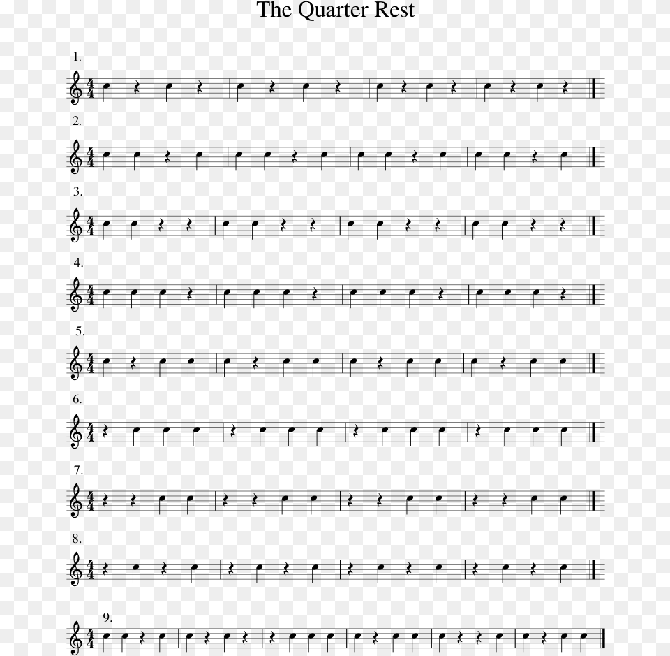The Quarter Rest Sheet Music 1 Of 1 Pages Number, Gray Png Image
