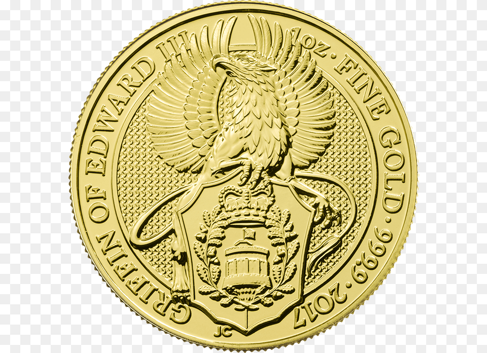 The Queen S Beasts 2017 The Griffin 1 Oz Gold Coin Uk Bullion Gold Coins, Money, Animal, Bird Free Transparent Png