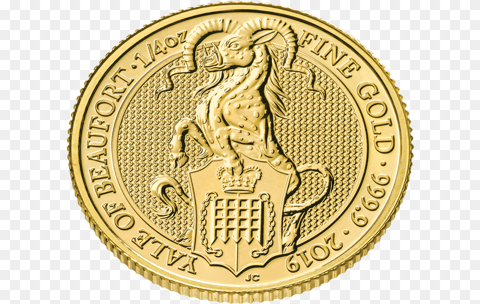 The Queen S Beasts 2019 The Yale 14 Oz Gold Coin Uk Bullion Gold Coins, Money, Person Free Png