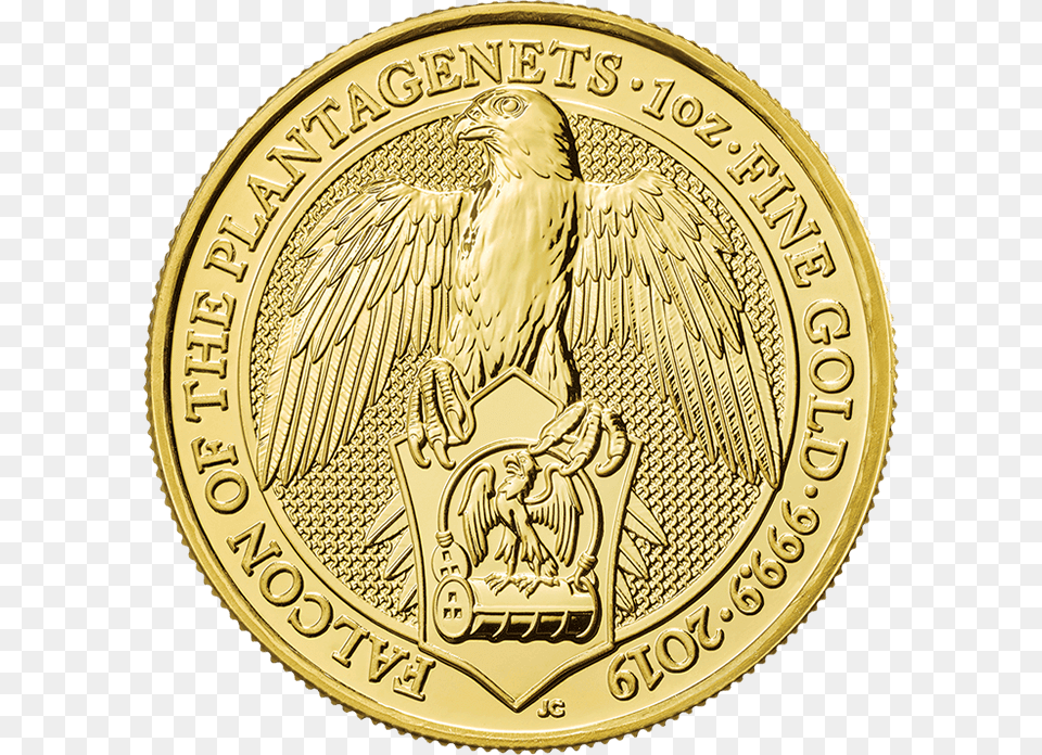 The Queenquots Beasts 2019 Falcon 1 Oz Gold Coin Coin, Animal, Bird, Money Free Png