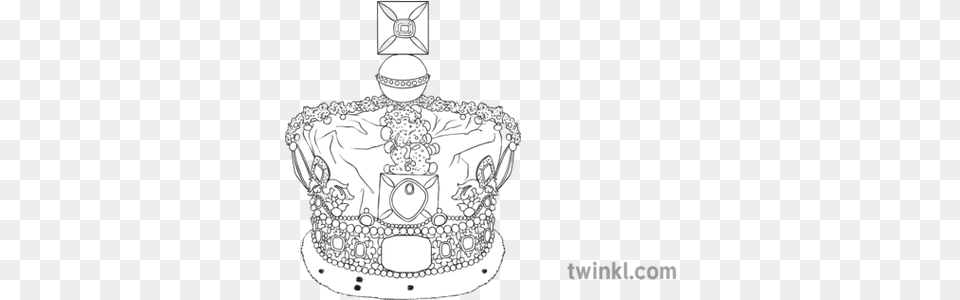 The Queens Crown Black And White Illustration Twinkl Sketch, Accessories, Jewelry, Chandelier, Lamp Free Png Download