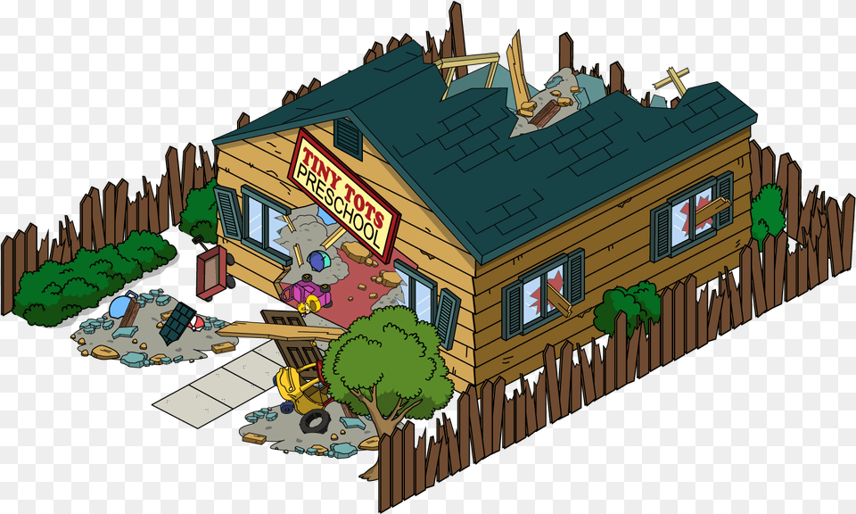 The Quest For Stuff Wiki Cartoon Damaged House, Architecture, Rural, Outdoors, Nature Free Png Download